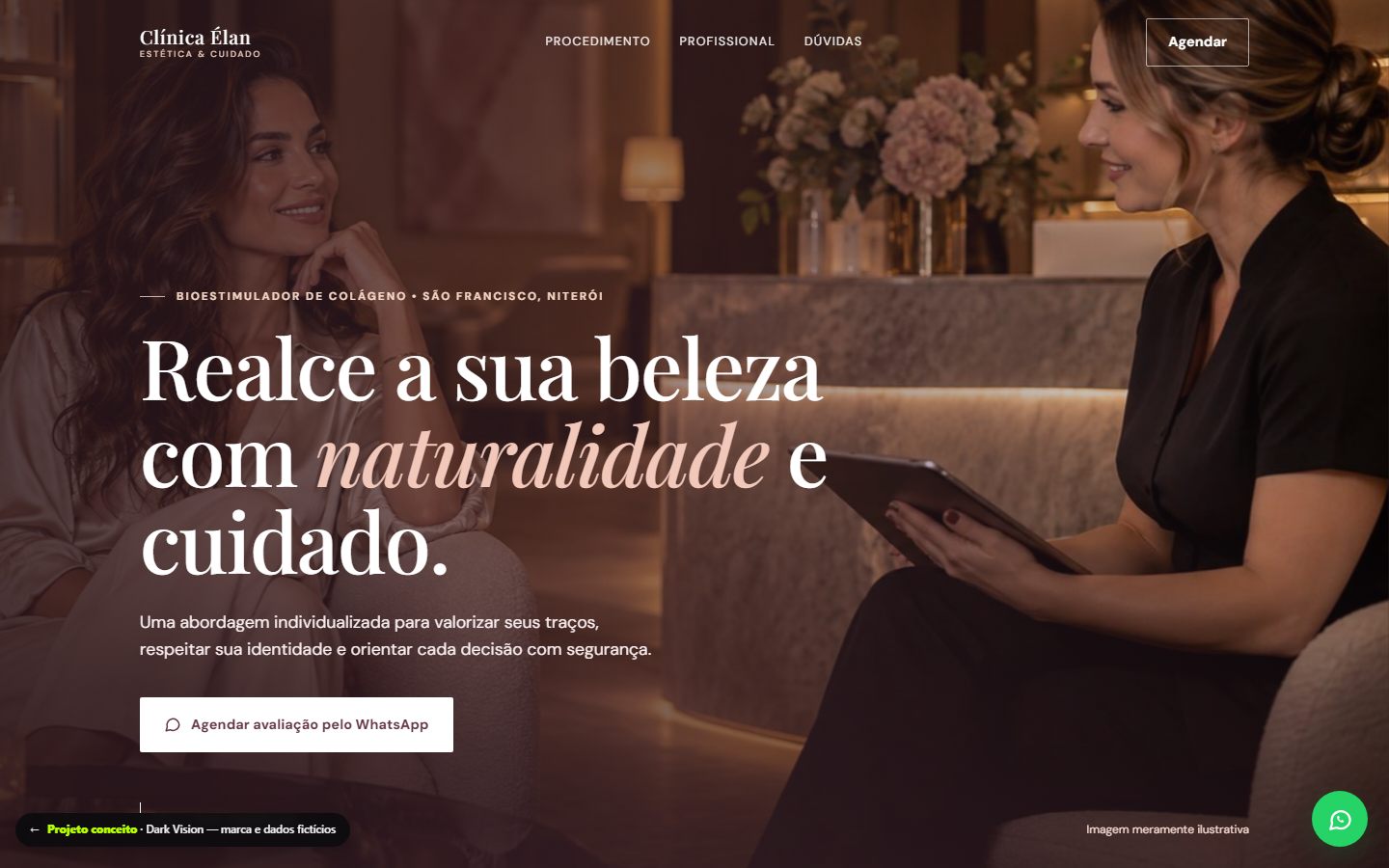 Tela do site Clínica Élan
