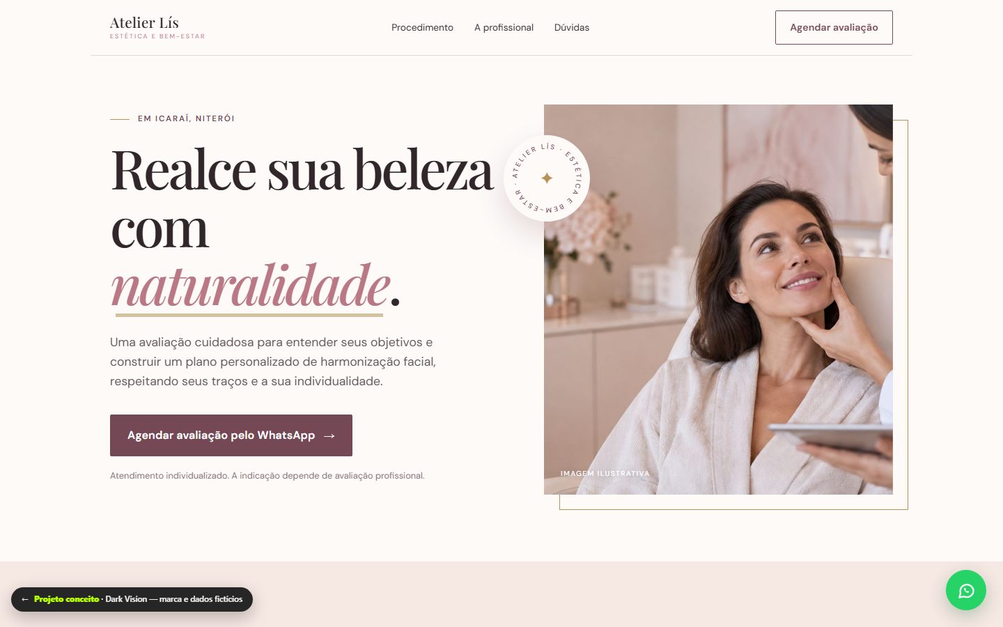 Tela do site Atelier Lís Estética