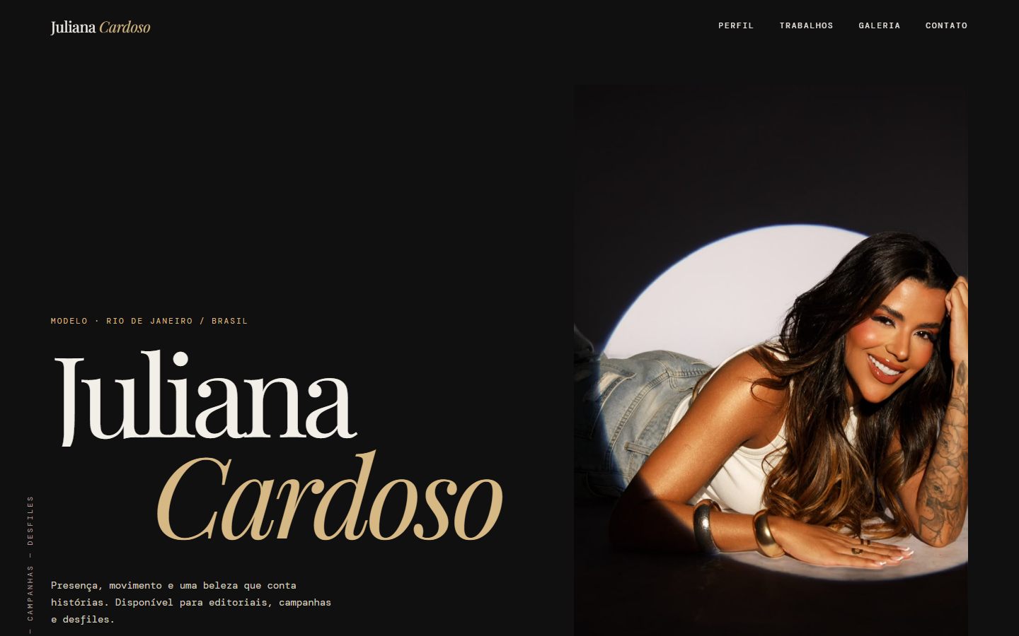 Tela do site Juliana Cardoso